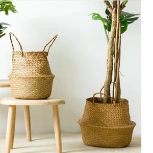 2024 Handmade grass Weaving storage basket portable vegetable vegetables vegetable basket jacquard pot 8 Main Sales Cachepot Decoration - №5