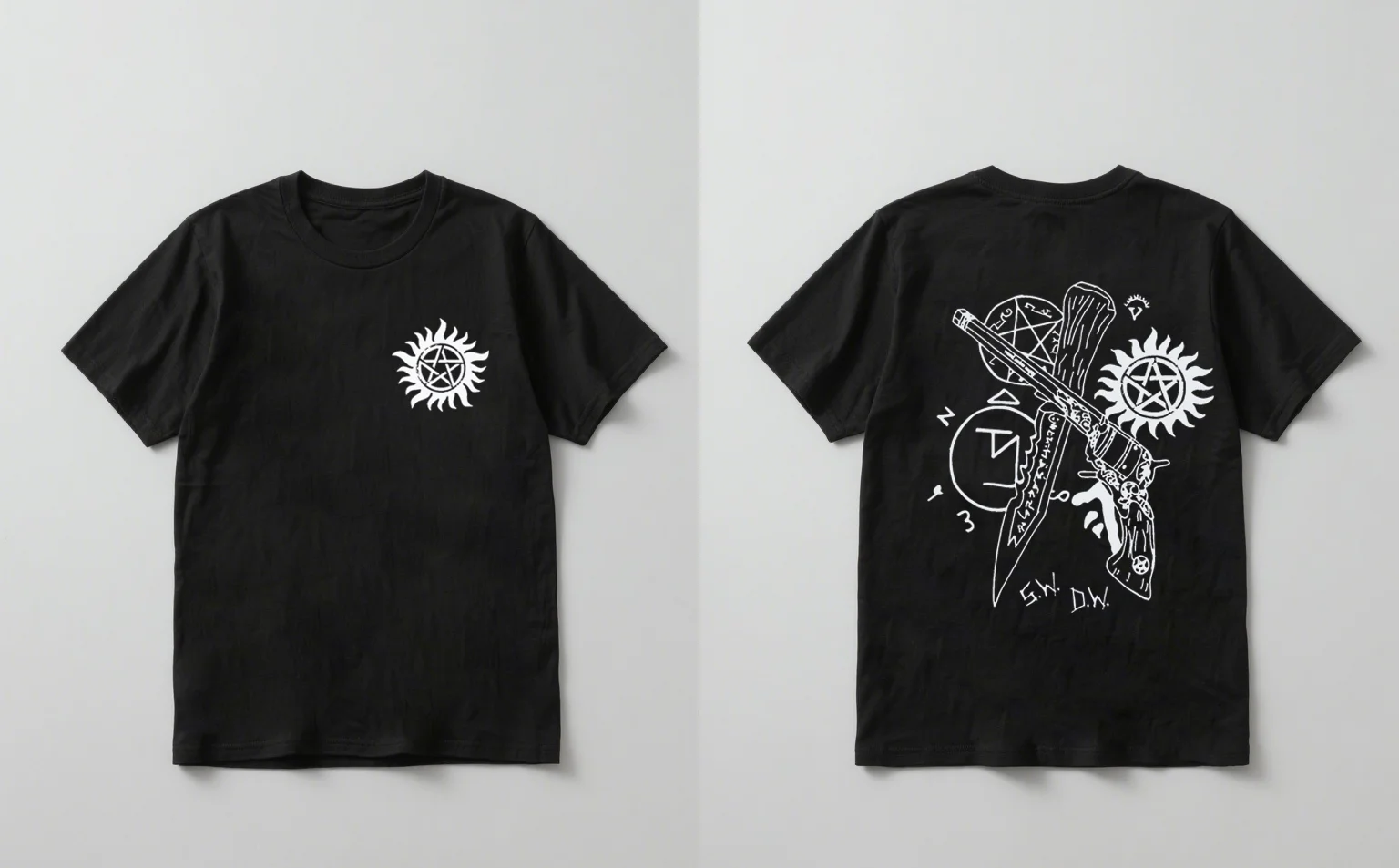 تي شيرت جديد غير رسمي مطبوع بأكمام قصيرة لعام 2025 مع رموز غامضة ورسومات سلاح مناسبة لكل من الرجال والنساء