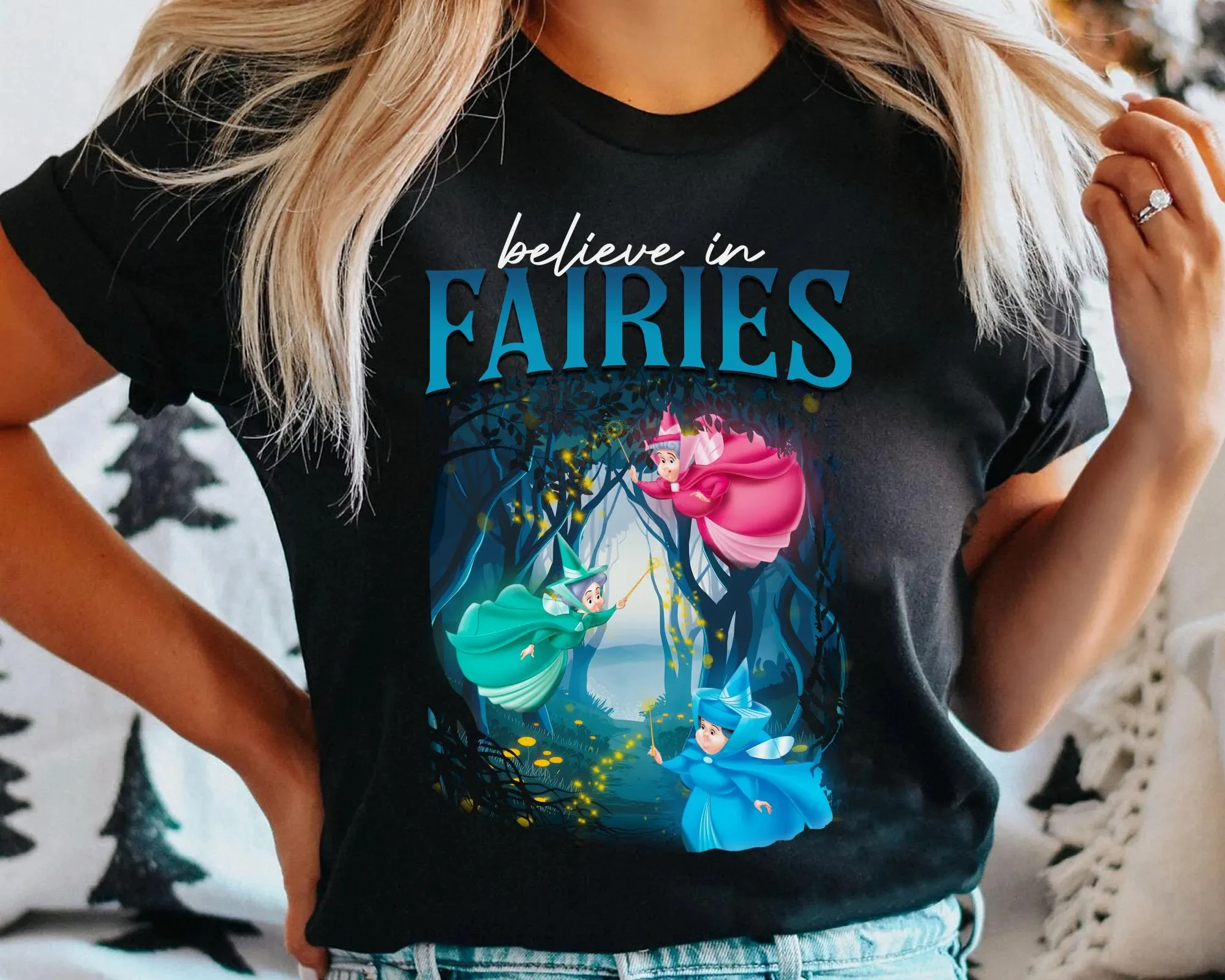 

Футболки Flora Fauna and Merryweather Believe in Fairy, футболки крестной матери Спящей красавицы Диснея, семейные путешествия Disney