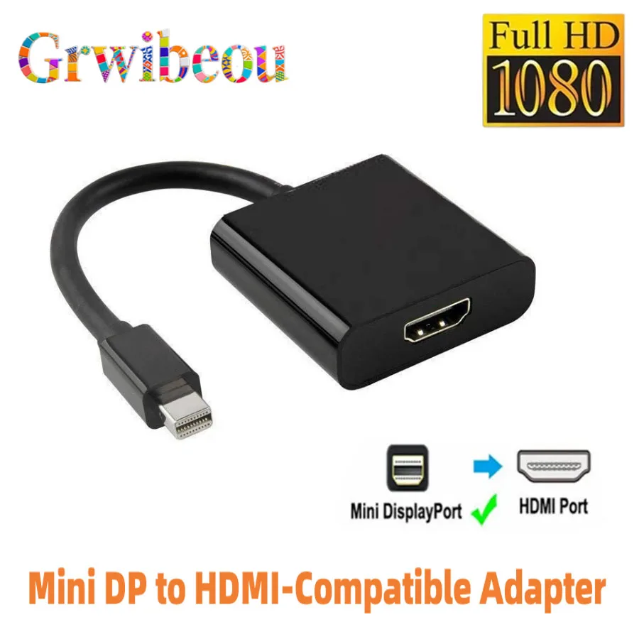 1080 Mini DisplayPort Display Port to HDMI-Compatible Adapter Cable Thunderbolt 2 HDMI Converter For MacBook Air 13 Surface