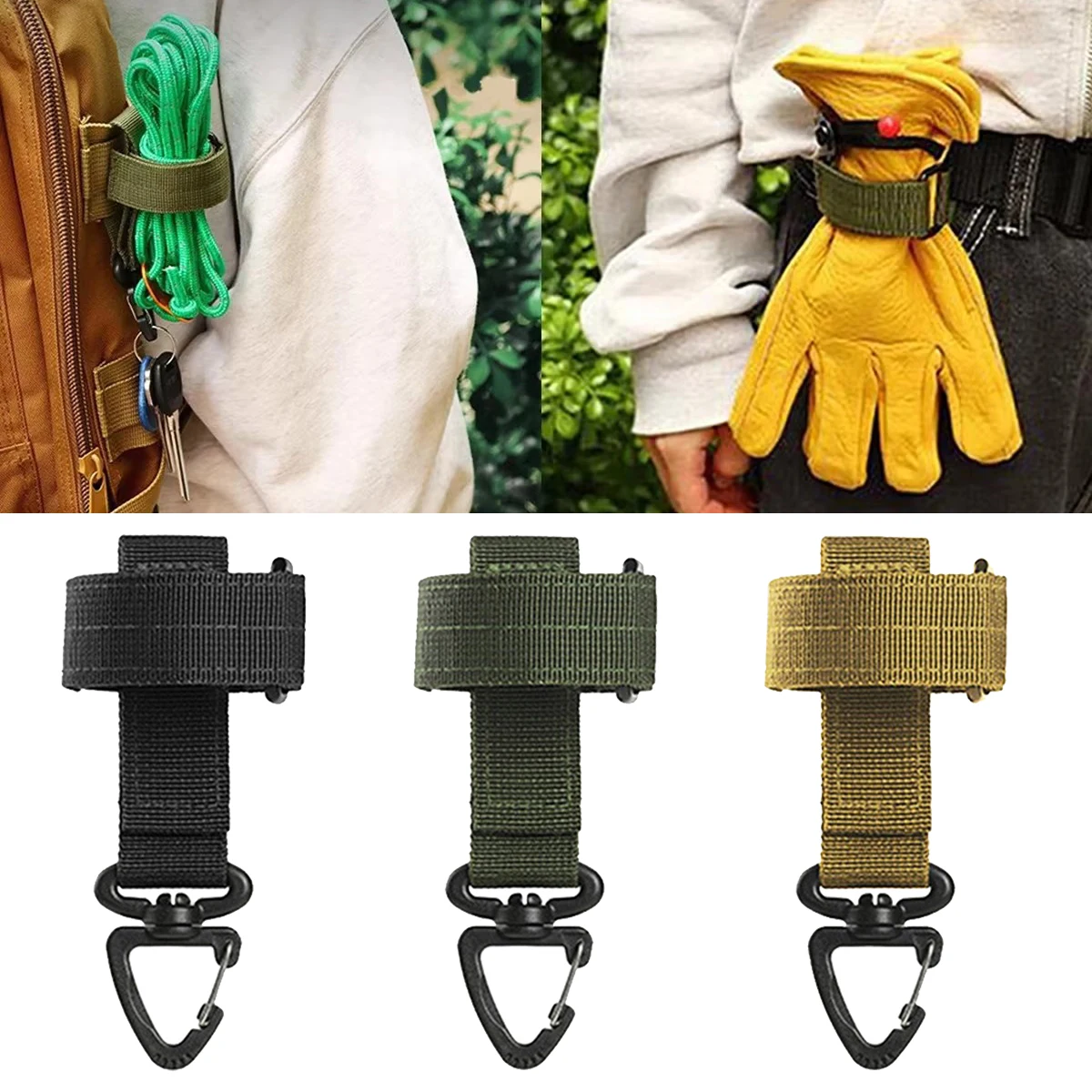 Tactical Multi-purpose Nylon Hook Gloves Hook Outdoor Climbing Camping Rope Holder Anti-lost Hanging Buck Strap Safety Clip Belt