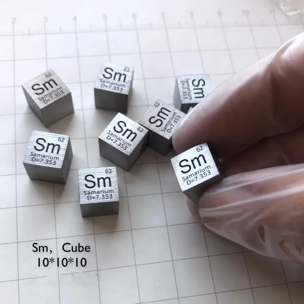 High Purity Samarium Cube 99.9% 7.45g Sm Rare Earth Metal Elements Hobby Display Collection 10mm