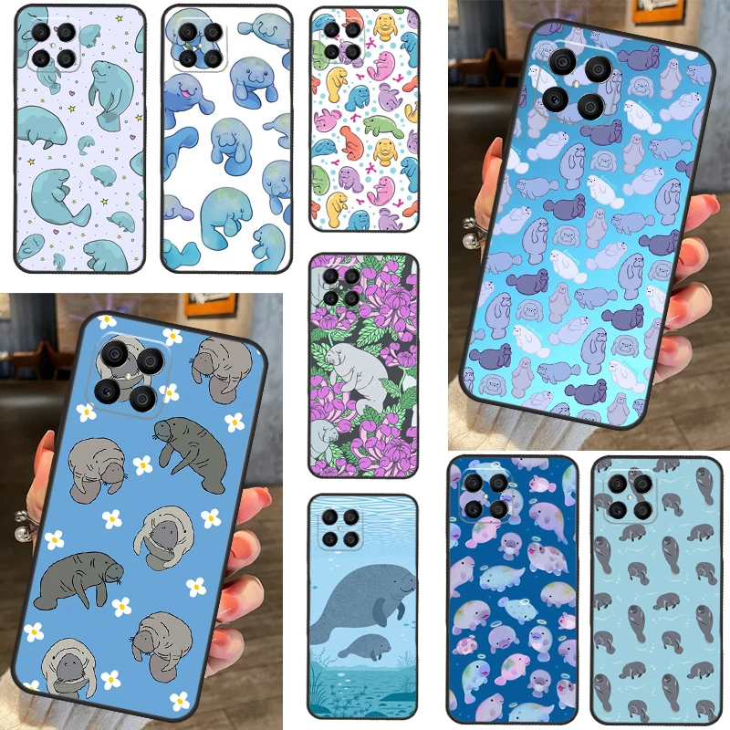 Cute Baby Manatee Case For Huawei Honor 50 70 X7 X8 X9a P40 P30 Lite P50 P20 Pro PSmart Z Nova 5T Back Cover