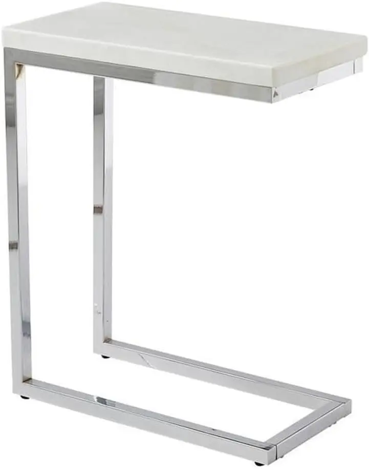 

Steve Silver Echo White Marble and Chrome Chairside End Table