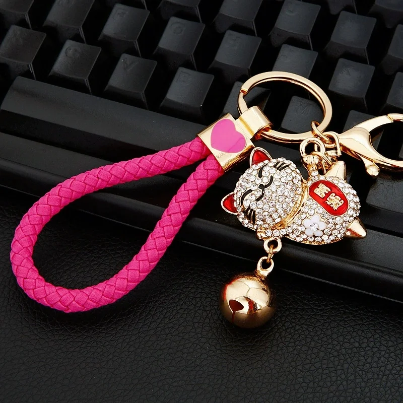 Luxury Crystal Trinket Keychains Cock Rooster Chicken Design Metal Animal Keyring Holder Fashionable Key Ring Accessory