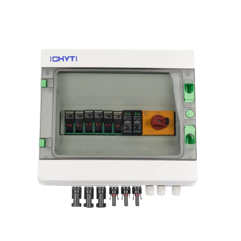 

CHYT 3 Input 1 Output 1000V Outdoor Waterproof IP65 PV Solar Surge Lightning Protection DC Combiner Box