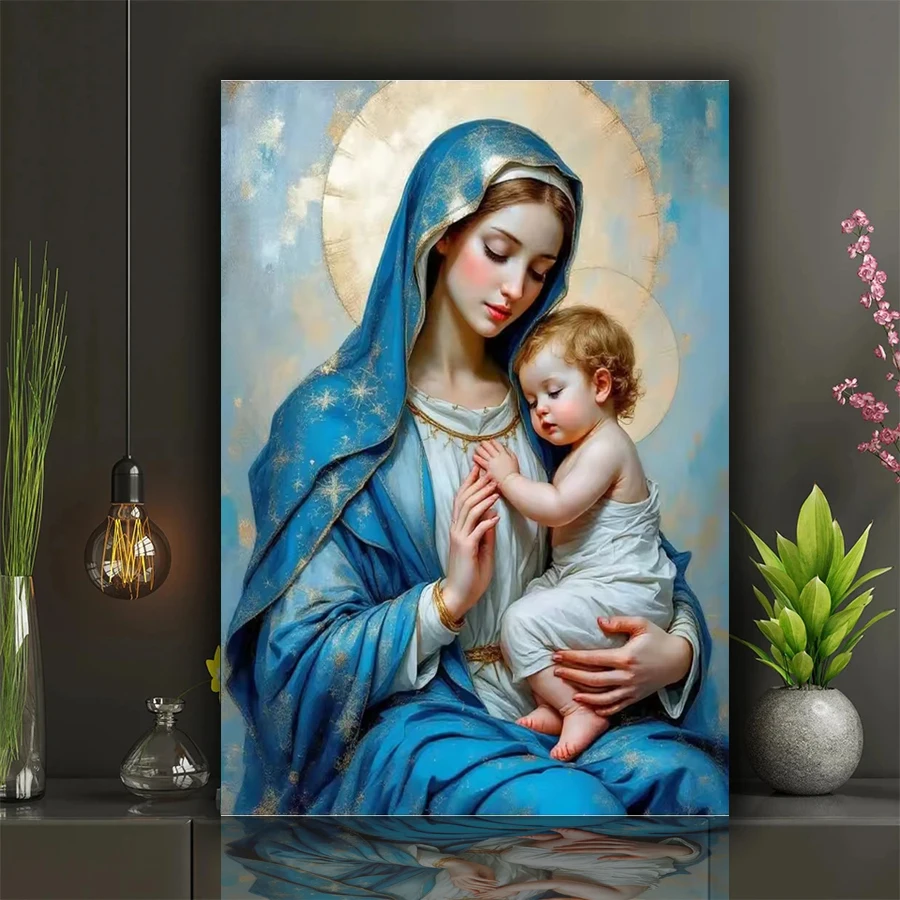 

Набор для вышивки крестом Девы Марии, алмазная живопись, материнская любовь и ребенок, сделай сам, полная мозаика, вышивка, подарок ручной работы, домашний декор, поделки
