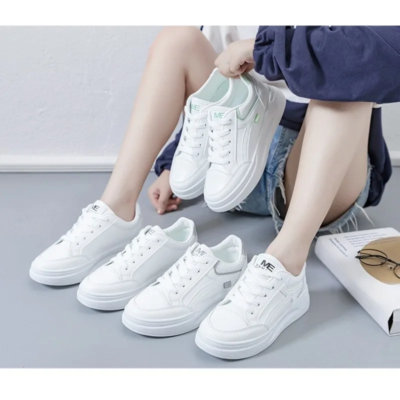 Fashion Spring/Autumn Women's Platform round head Sneakers Lace-Up Shoes Women Outdoor Comfort Breathable Anti slip sports Shoes