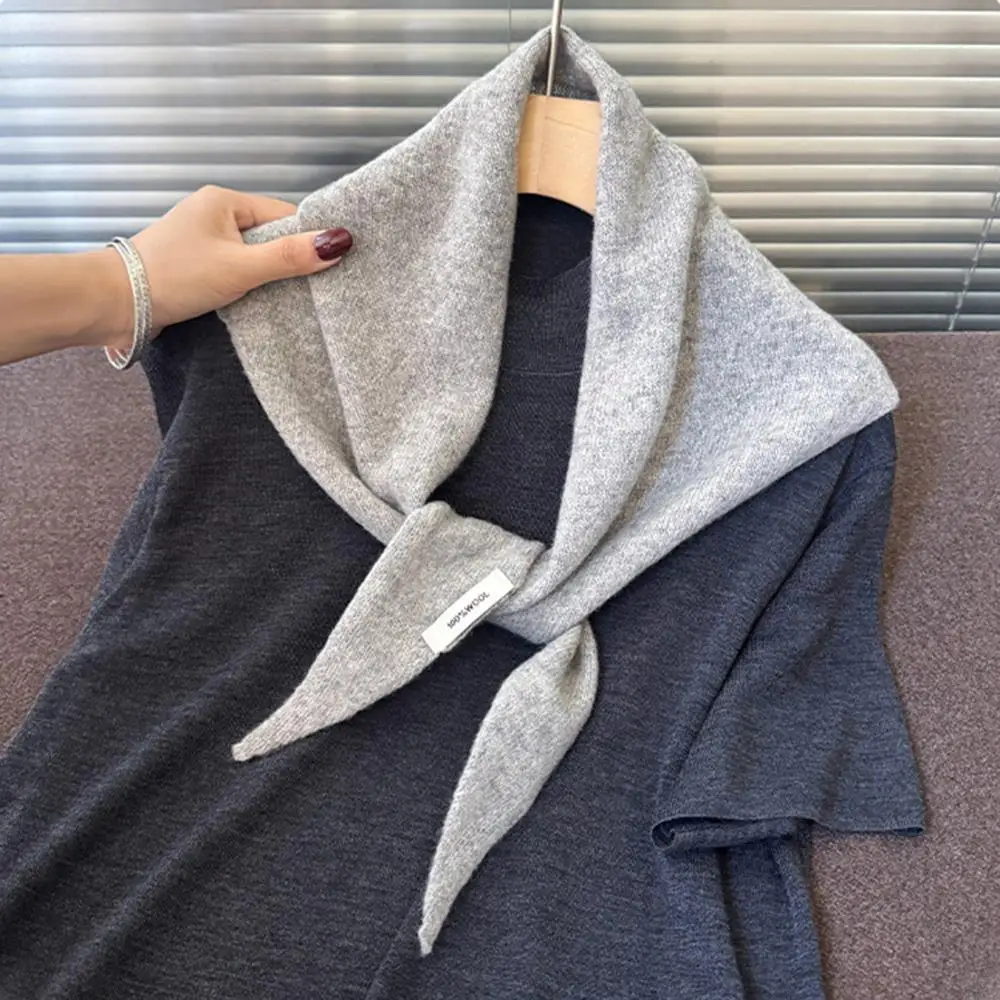 

100% Wool Winter Korean Triangle Scarf Warm Cashmere Headscarf Women Woolen Triangular Scarf Multi-function Shawl Scarves