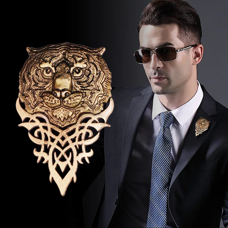 

Retro Metal Tiger Head Animal Brooches Pins for Women Men Suit Shirt Badge Lapel Pin Fashion Jewelry Clothing Accessories