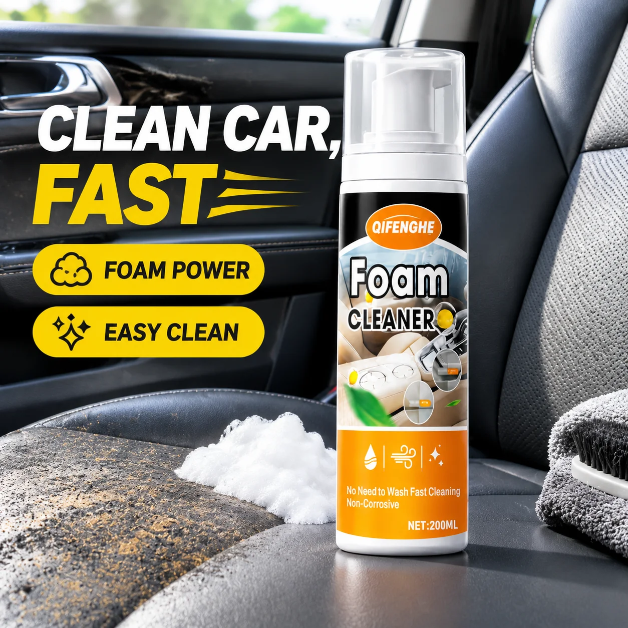 Leather Cleaner Interior - Car Interior Foam Cleaner 200ml Auto