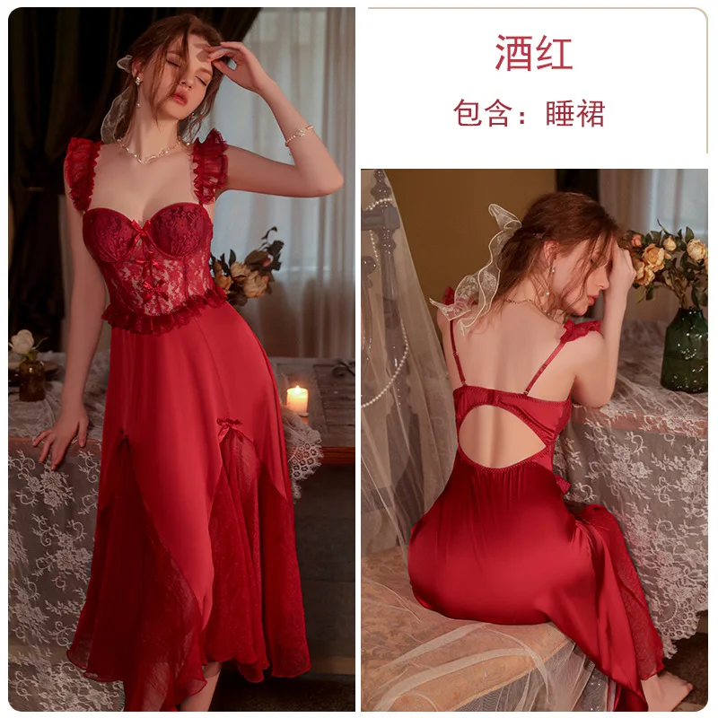 Spring Sexy Lace Strap Bow Dress Women Elegant Party Long Dress Female Patchwork Vintage Court Princess Dresses