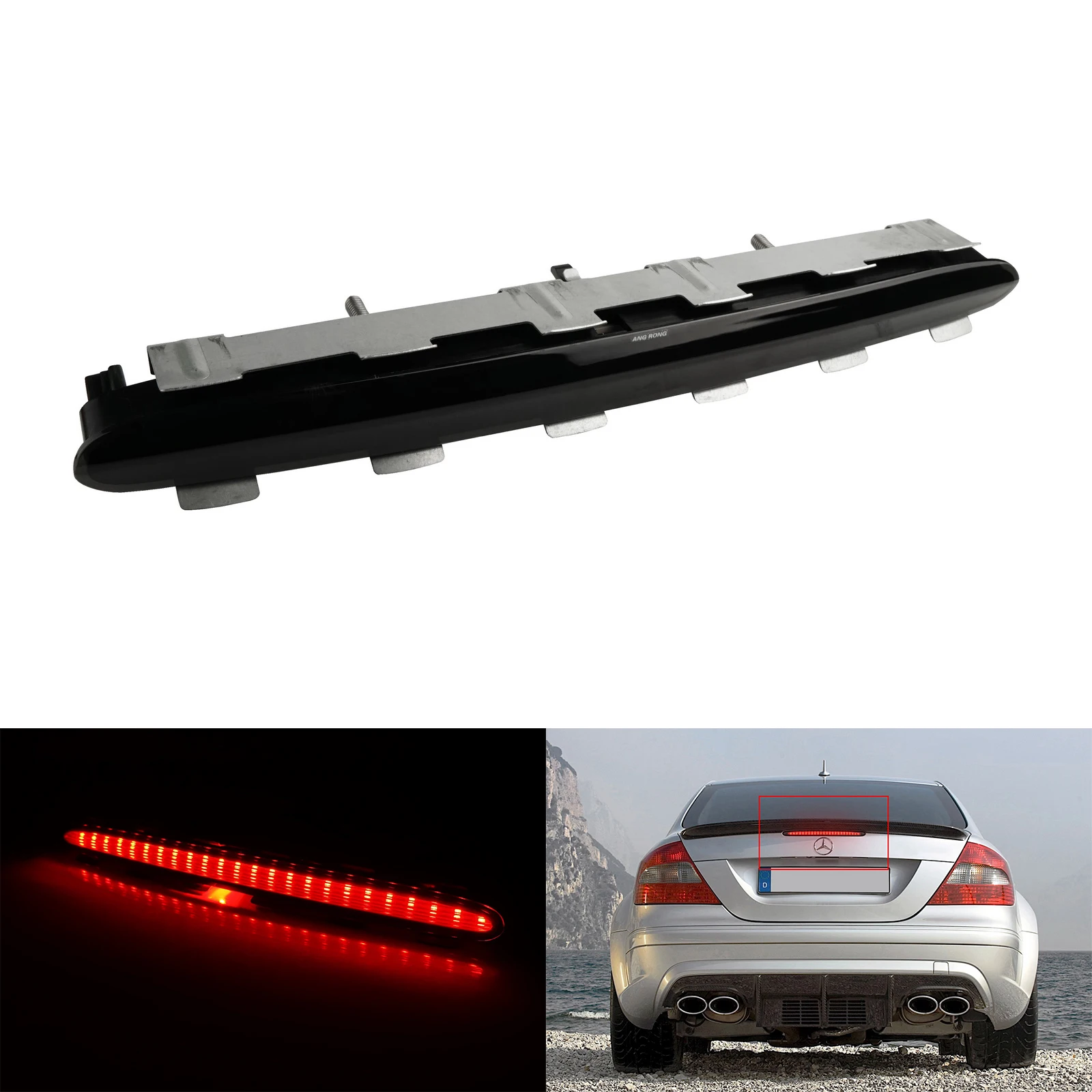 LED Third Rear Center Brake Stop Light Black For Mercedes Benz CLK W209 2002-09