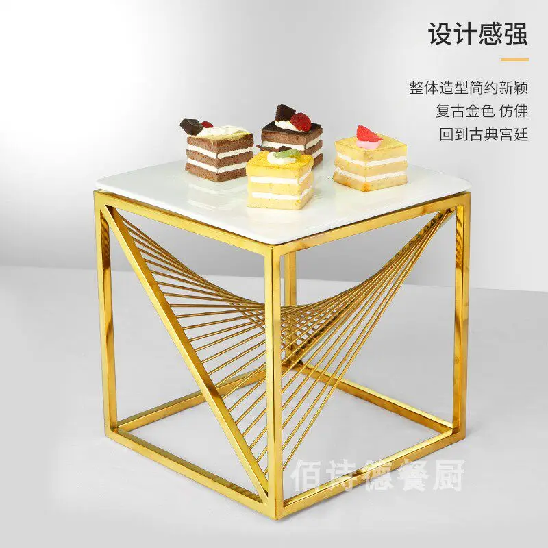 Golden dessert table display rack buffet cold meal party food snack coffee break creative cake tray set