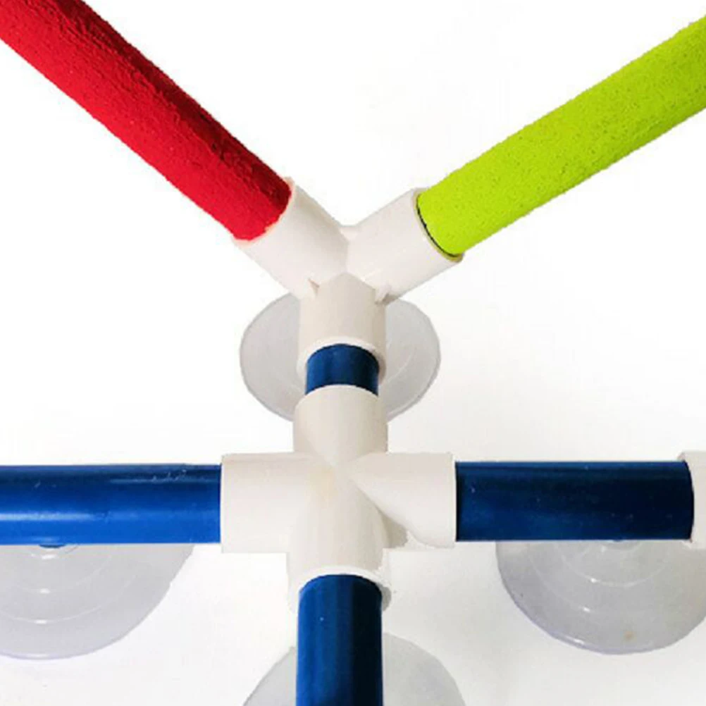 

Pet Suction Cup Double Stand Bar Parrot Rod Bird Climbing Stick Training Eco Friendly Durable Toys Small Birds Home Office Pet