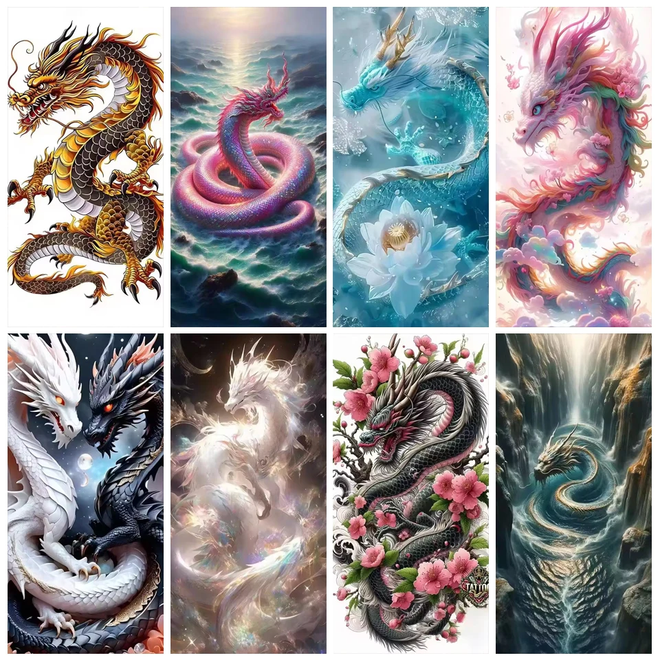 

Diamond Painting Art DIY Dragon Snake Landscape Diamond Embroidery Kit Large 5D Square/Round Diamond Mosaic Home Rhinestones