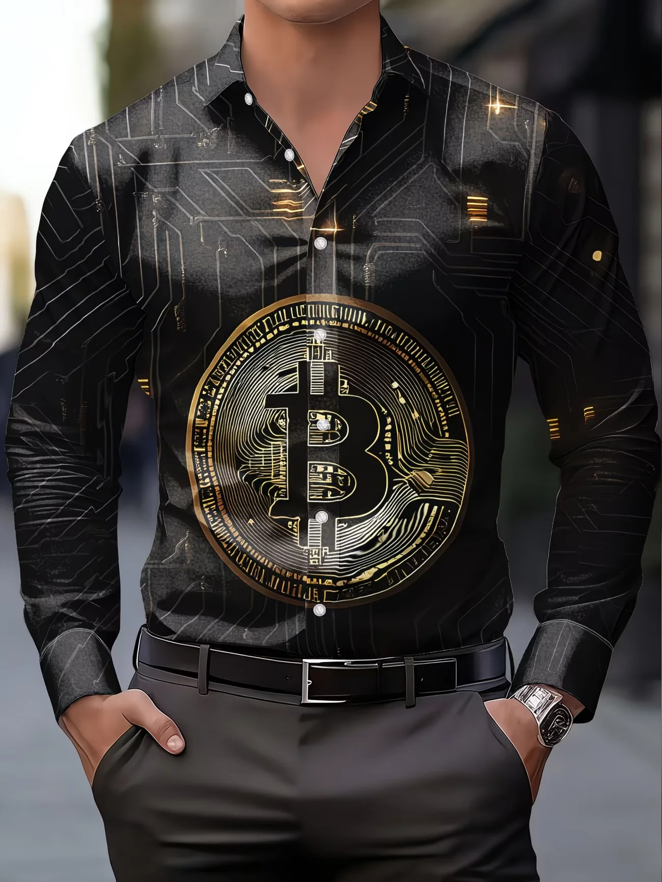 New purple white contrasting geometric stripe men's long sleeved shirt, light luxury business style casual shirt