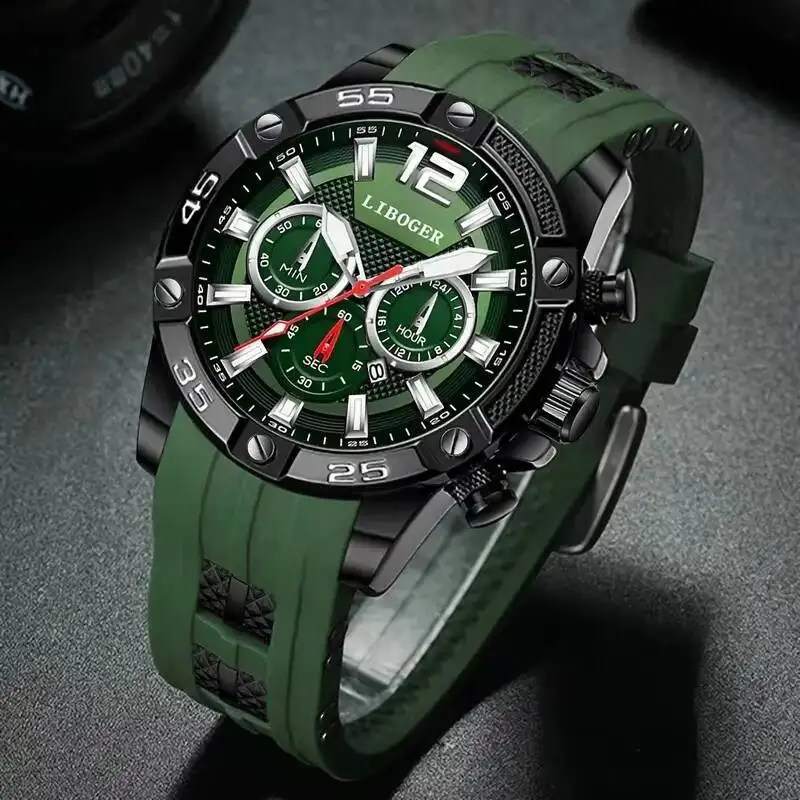 عادية سيليكون حزام الرجال الساعات الرياضية الفاخرة الطلب الكبير التقويم كوارتز ساعات المعصم للرجال ساعة Reloj Hombre