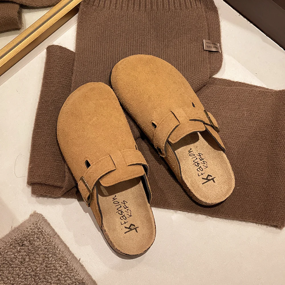

Kidm New Genuine Suede Clogs for Women Men Clogs Soft Cork Footbed Mules Comfort Potato Shoes with Arch Support Beach Sandals