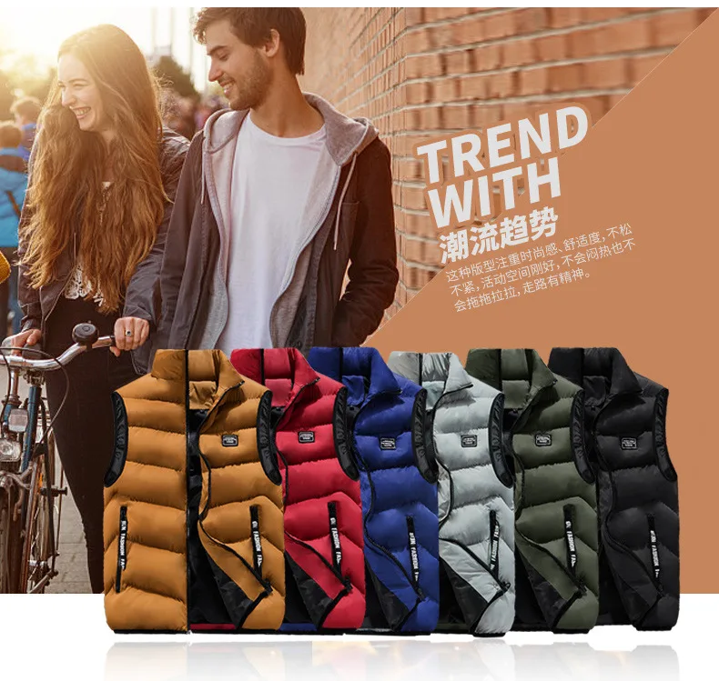 

New Puffer Vest Jacket Men Waistcoat Outwear Windbreaker Clothing Mens Solid Color Down Jacket Winter Warm Sleeveless Coat 8XL