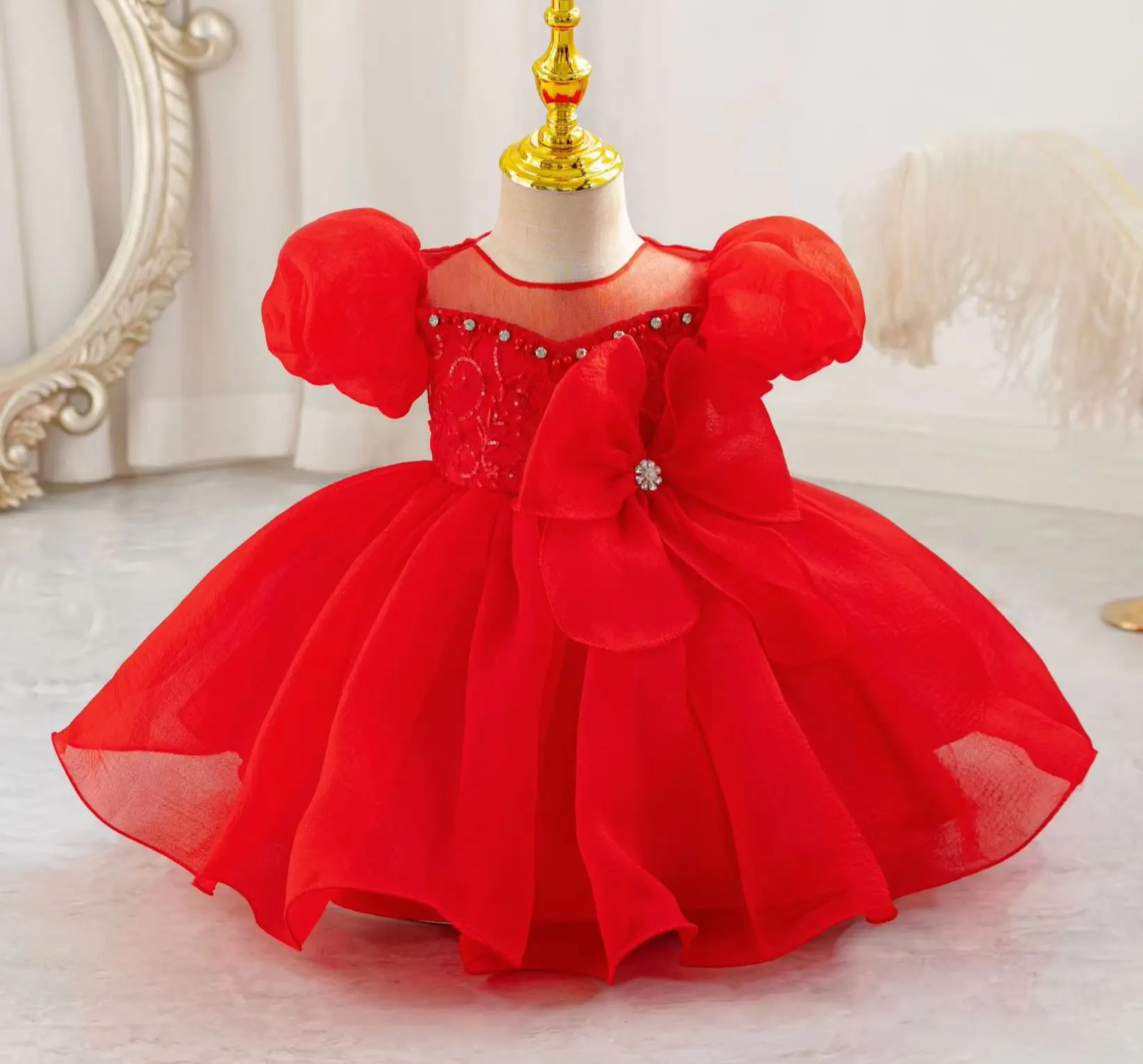

Baby Girls' Princess Dresses Puffy Girl 1st Birthday Dress Kids' Festive Clothes Ball Gown