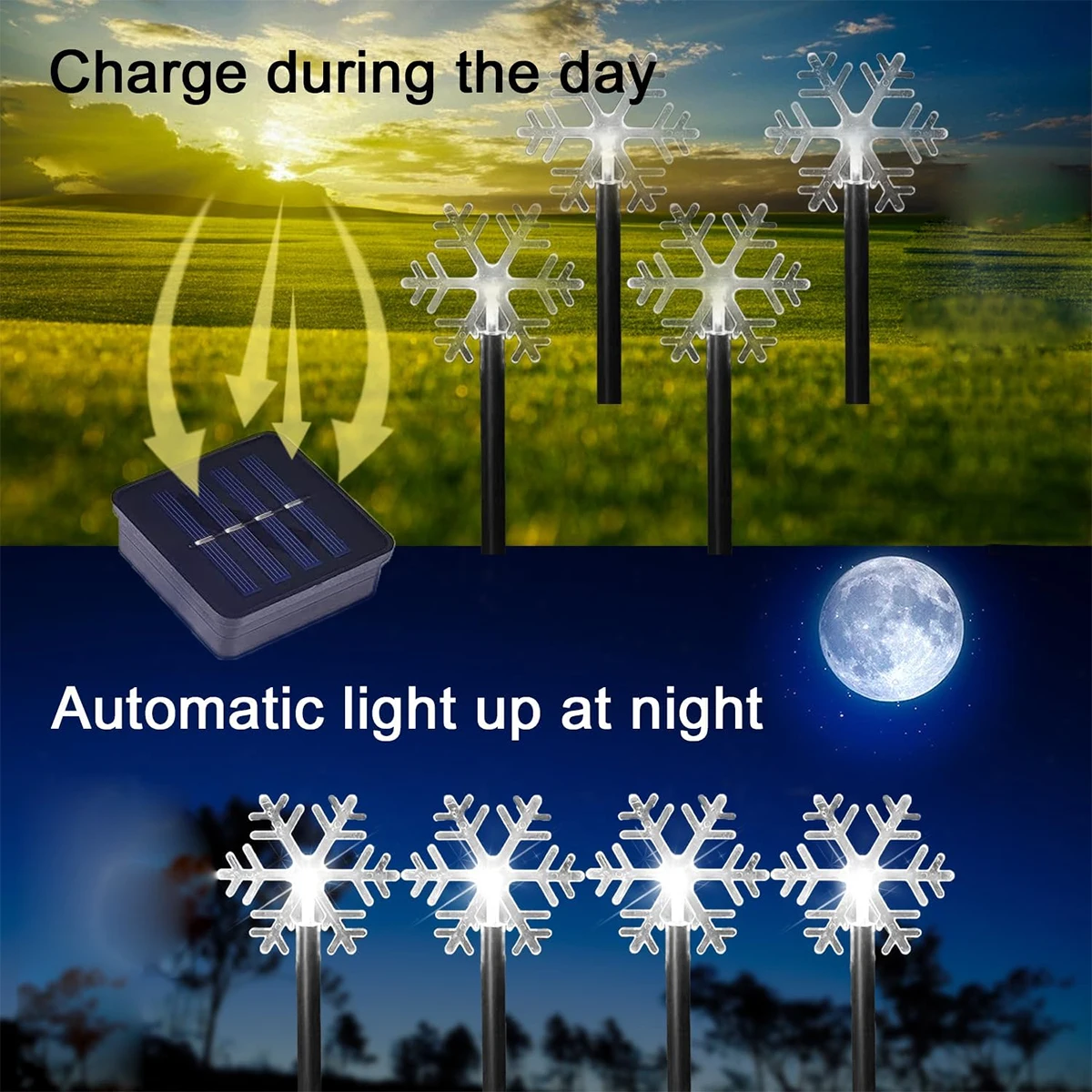 4Pcs Christmas Atmosphere Solar Path Light Pattern Outdoor Waterproof Landscape Lamp Perfect For Home Garden Patio Pool Decor