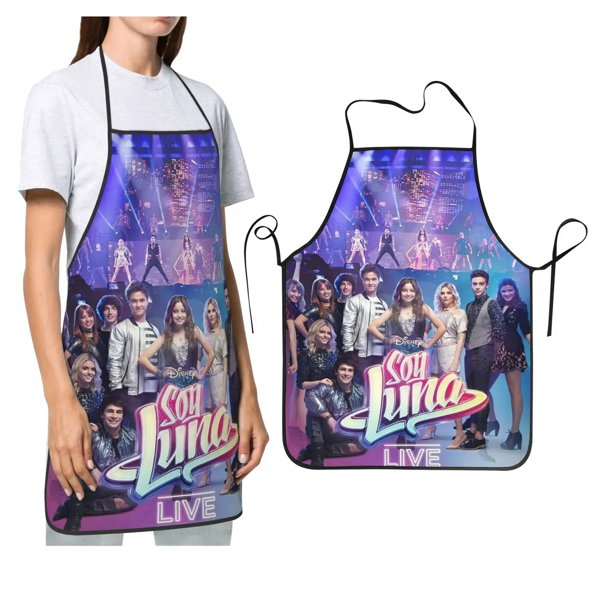 Soja luna karaol música crianças avental chef cozinhar cozimento tablier sem mangas babador cozinha limpeza pinafore para mulheres homens pintura