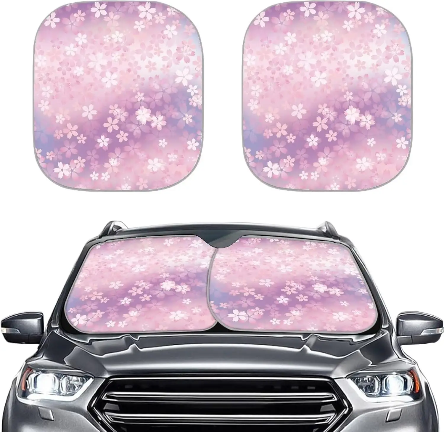 

Pink Groovy Flower Car Windshield Sun Shade 2 Piece Foldable Car Sun Shade Windshield Cover Sunshade Blocks UV Rays Sun Visor Pr