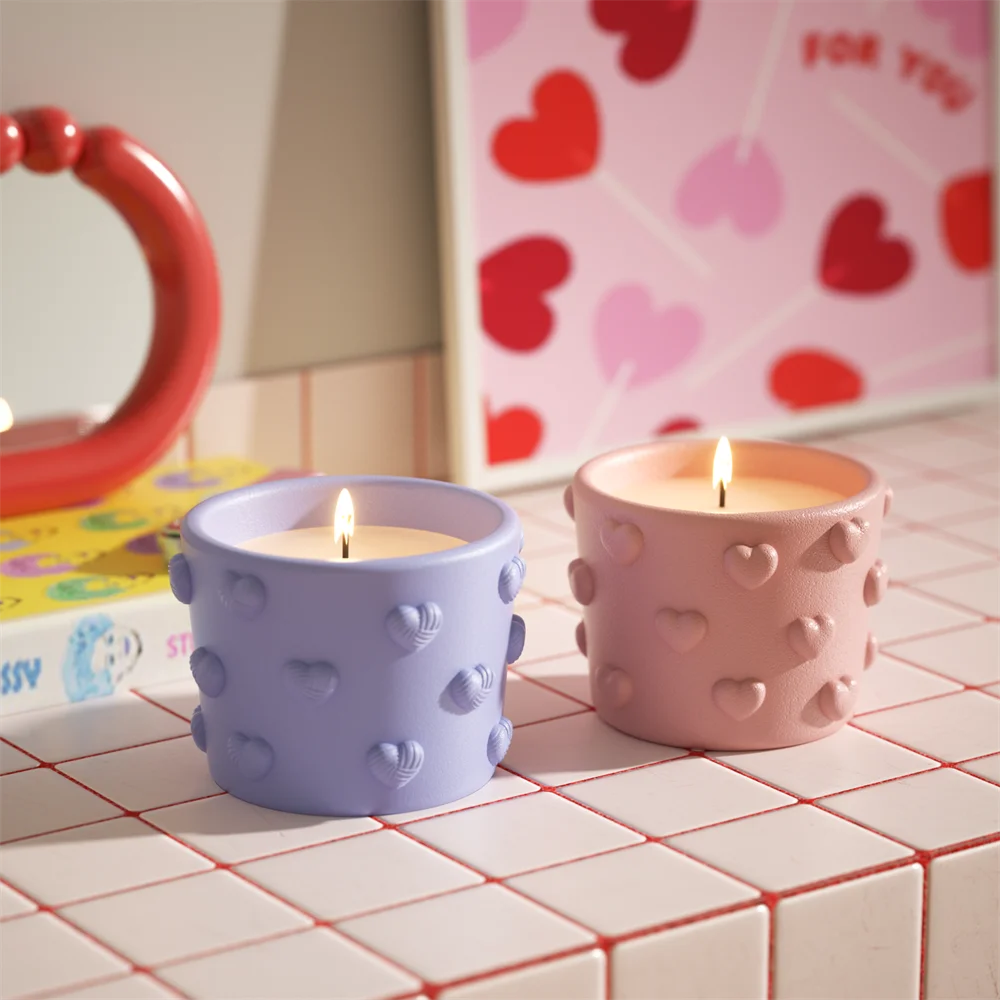 

Nicole Dreamy Bubble Heart Candle Jar Concrete Silicone Mold DIY Candle Vessel Gypsum Mould Valentine's Day Home Decoration