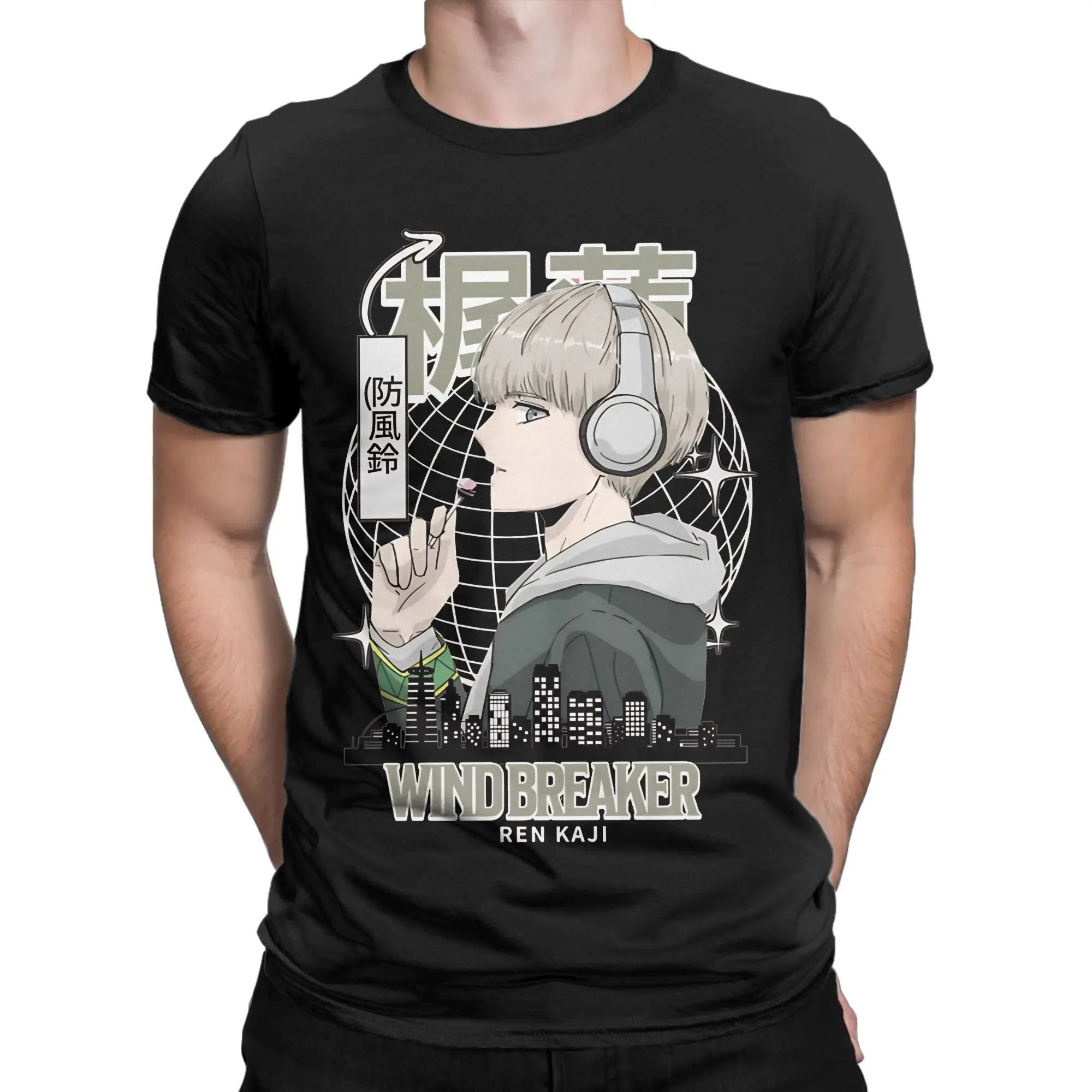 Ren Kaji Wind Breakers T-Shirt Men  Vintage 100% Cotton Tee Shirt Crewneck Short Sleeve T Shirts Adult Tops