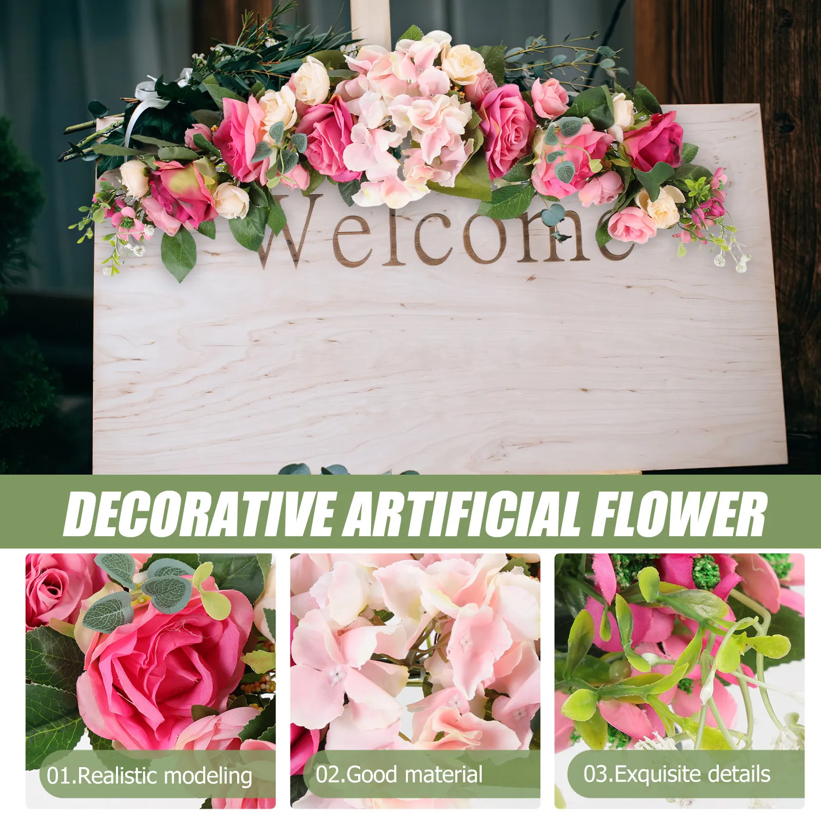 

Simulation Rose Decoration Rustic Wedding Door Arch Flower Floral Swag Decorative Wreath for Front Door Home Rose Flower Decor