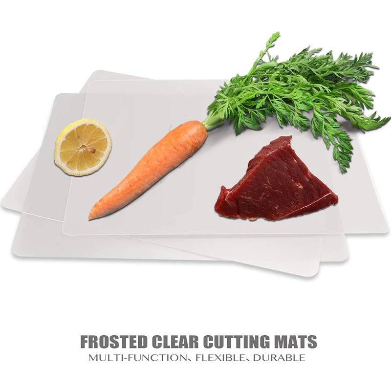 Clear Flexible Plastic Cutting Board Mats Set, Frosted Clear Kitchen Cutting Board Clear Mats 17.5 x 12 Inches, Set of 7