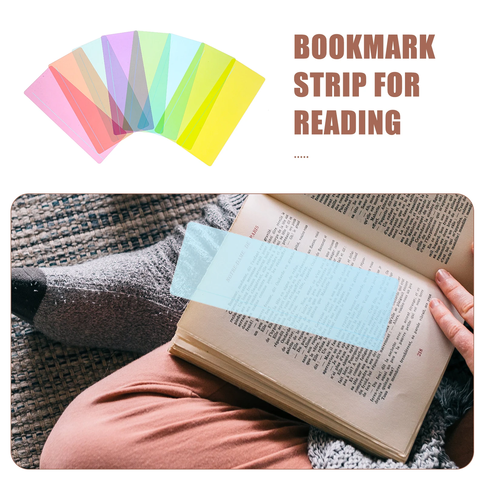 

8 Pcs Horizontal Bookmark for Reading Color Overlays Tool Highlighter Strips Markers Guide Students