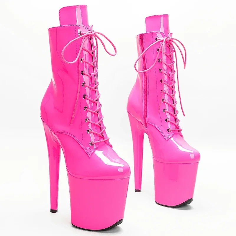 Leecabe 20CM/8inch Pink Patent  PU upper Exotic fashion trends high heel platform Pole Dance boot