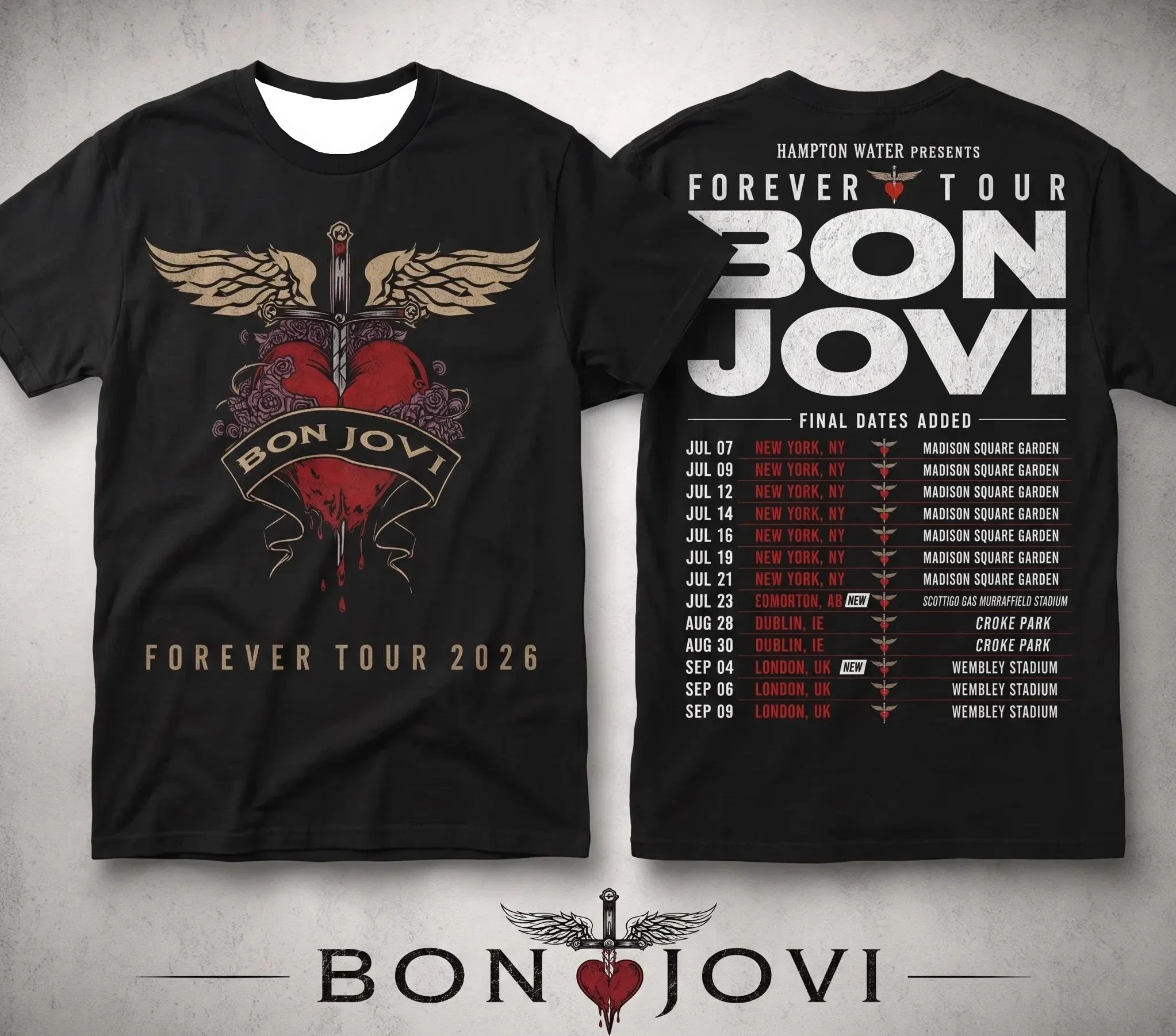 2026 New Bon Jovi Forever Tour 2026 Tour Street Hip Hop Singer 3D Printed Sports and Leisure Men's T-shirt Shirt Family Matching