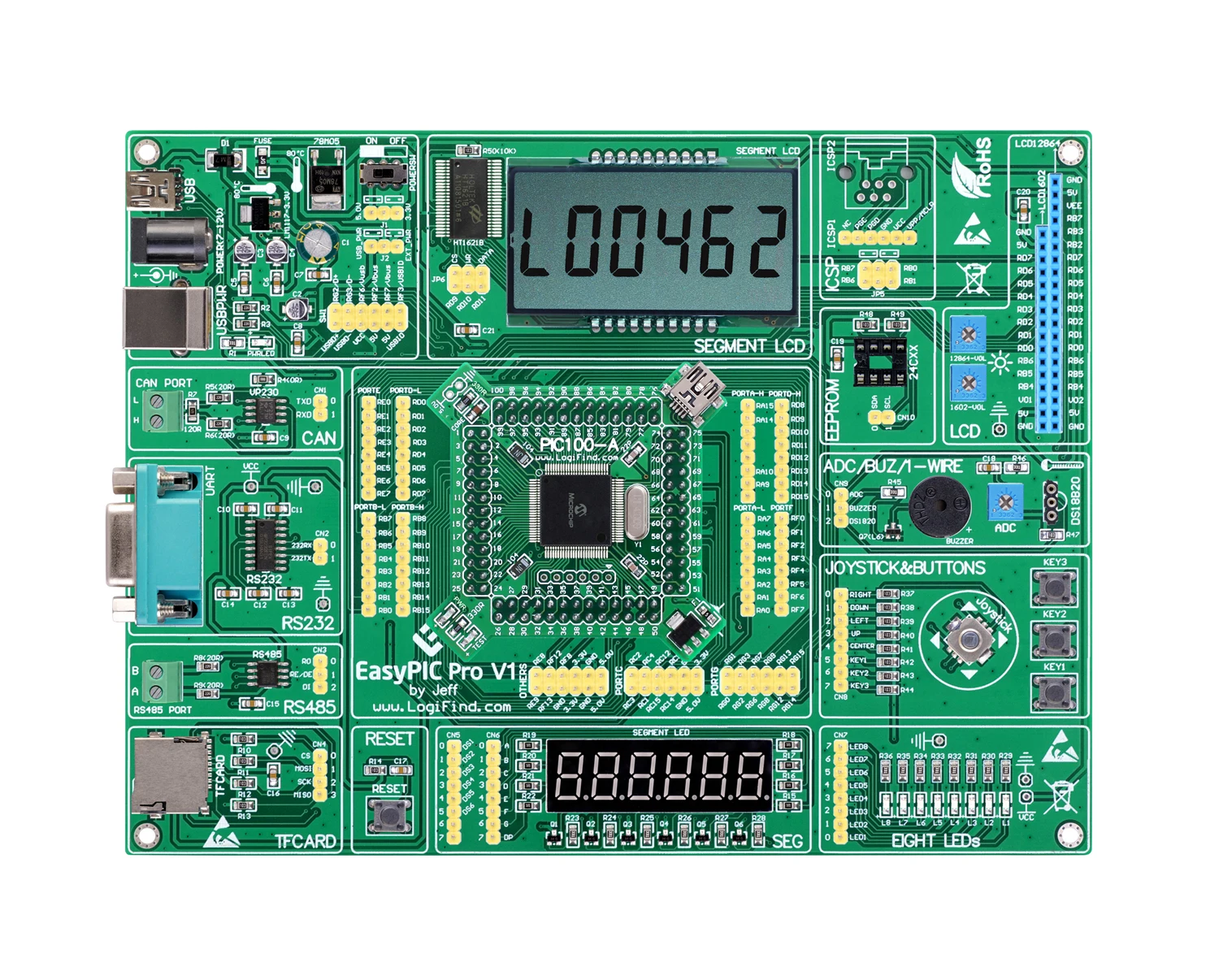 Easypic Pro Learning Evaluation Development Board DsPIC PIC32 PIC24 with Pic32mx795f512l