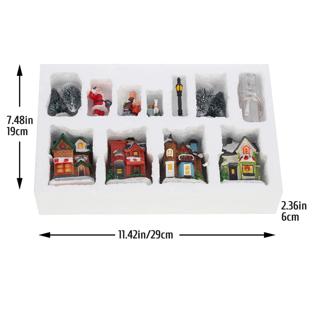عيد الميلاد متوهجة منزل صغير عيد الميلاد قرية زخرفة مجموعة قرية عيد الميلاد مناسبة للمنزل مقهى ديسمبر هدايا عيد الميلاد