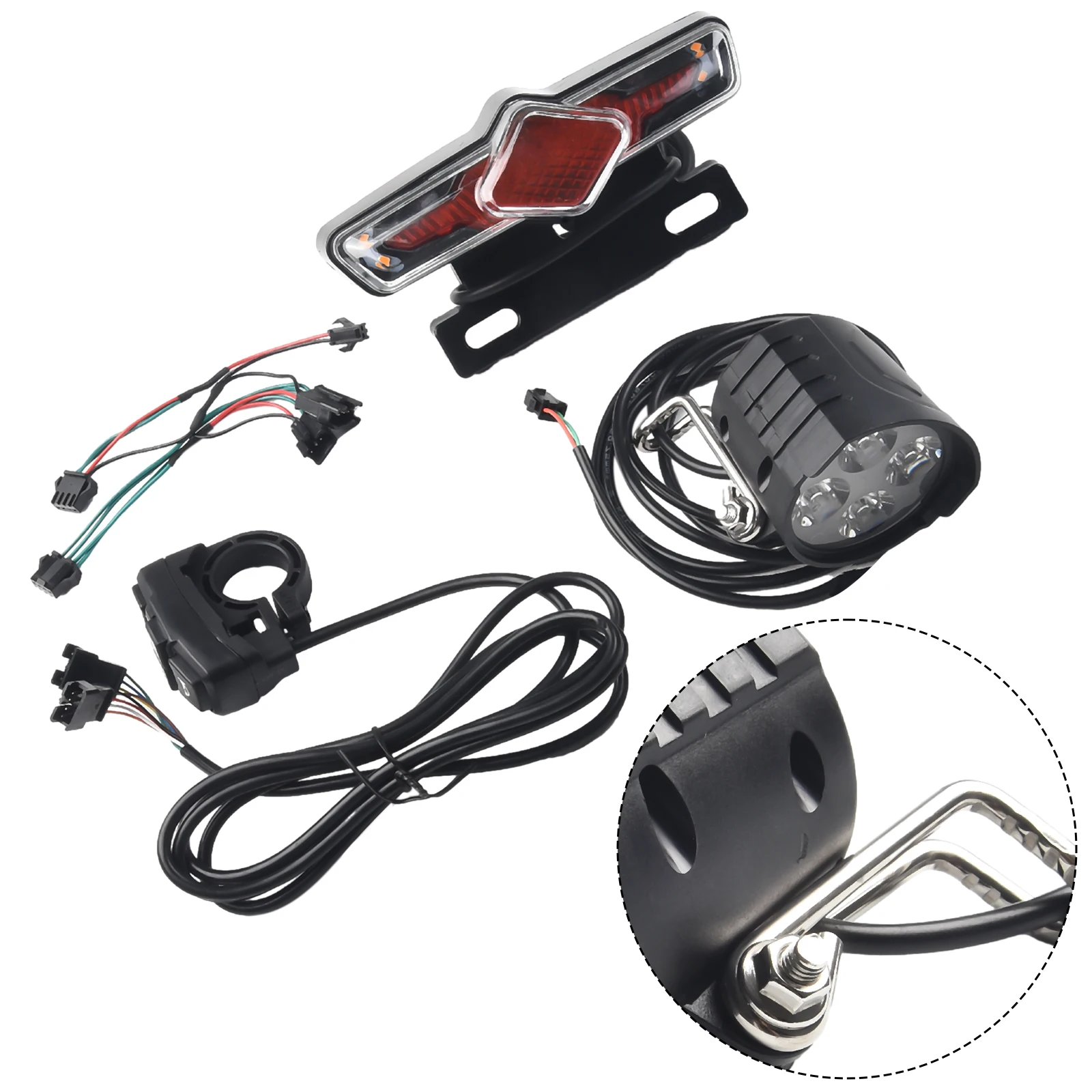 

Electric Bike Light Set, DK336 Front Light Rear Light with Switch Cable, Waterproof IPX4, Enhance Your Riding Experience