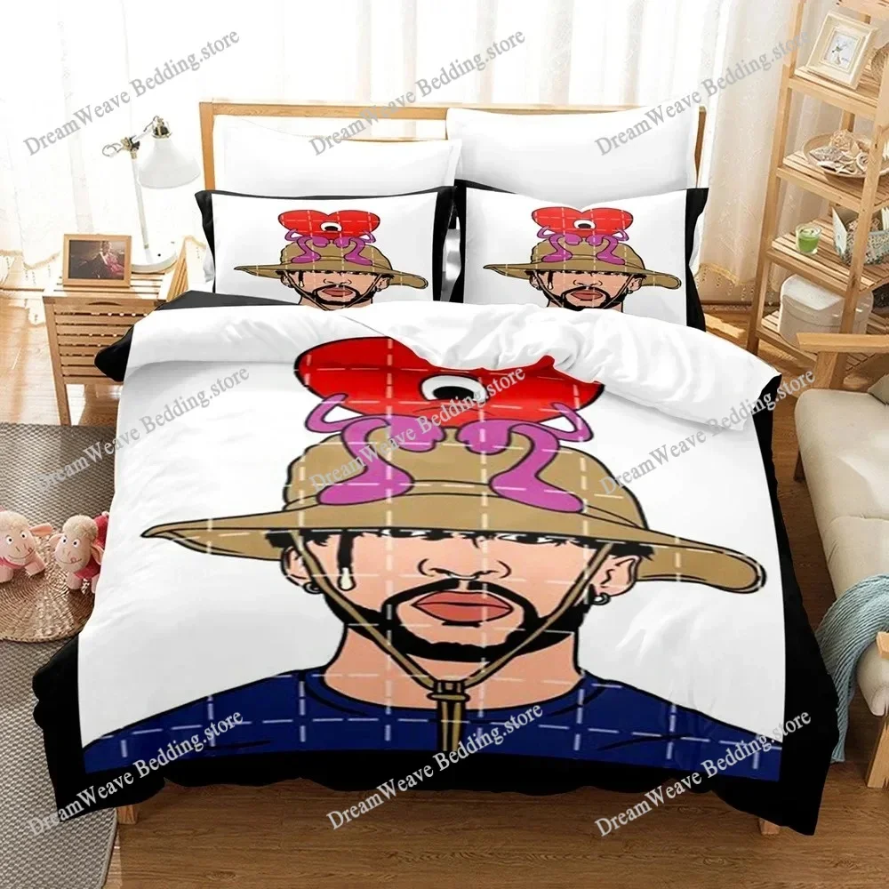 3D Print Popular Bad Bunny Bedding Set Un Verano Sin Ti Duvet Cover Comforter Bed Sets Gifts USA Size Twin Full Queen King