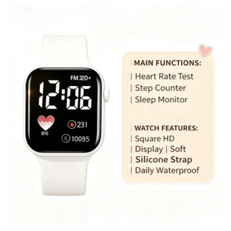 2026 New set of fashion electronic watch necklace earrings ring set for teenagers boys and girls, the best choice for frien view 6