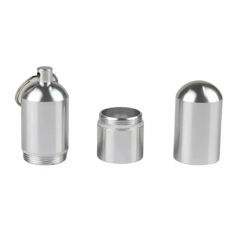 1/2/3/4/5pcs Waterproof Cigarete Case Silver Aluminum Alloy Cigarette Box Pill Toothpick Capsule Holder with Keychain Mens Gift