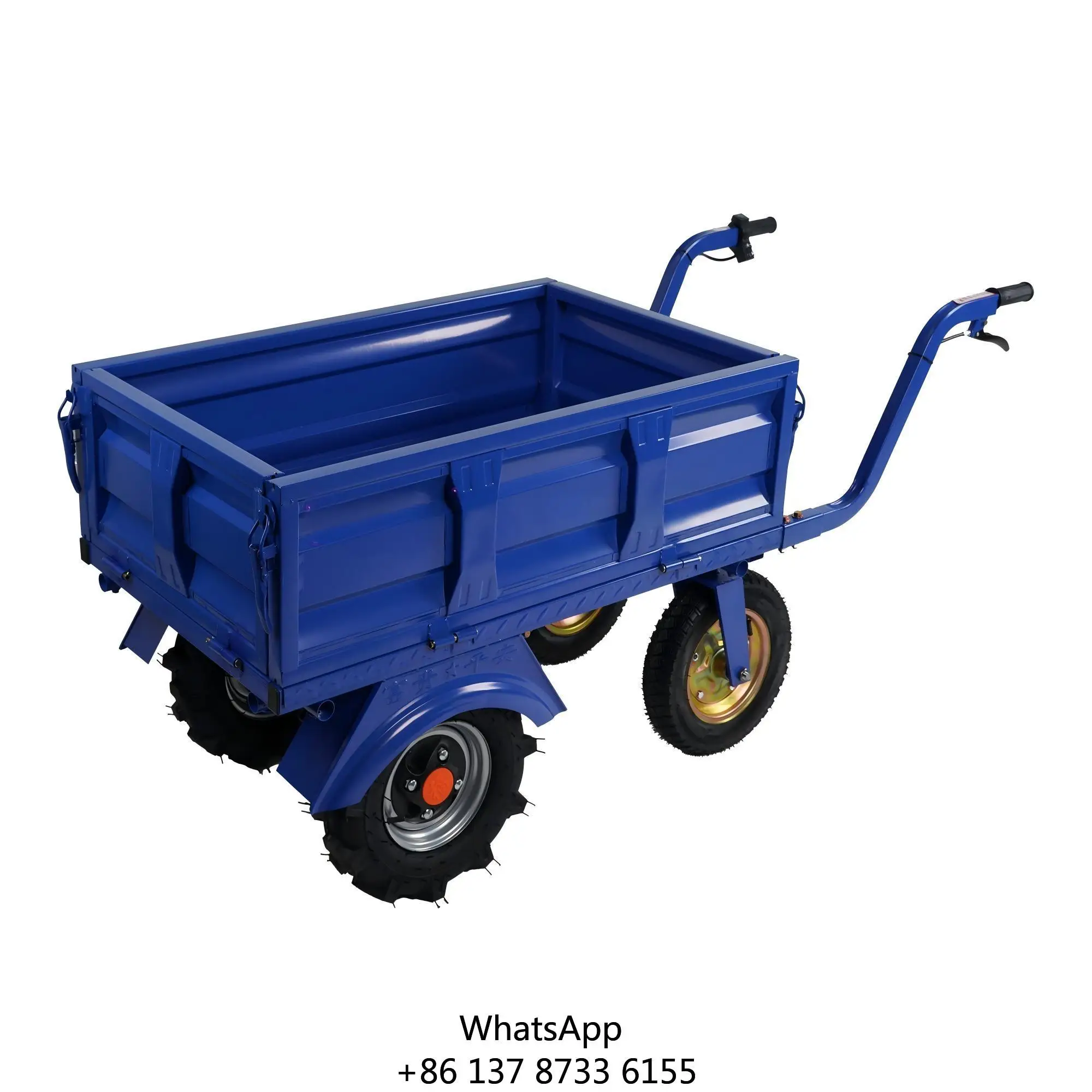 Electric 4-Wheel Hand Cart 1500W Hill-Climbing Agricultural Orchard Home Use With Removable Cargo Bin Electric Transport Trolley