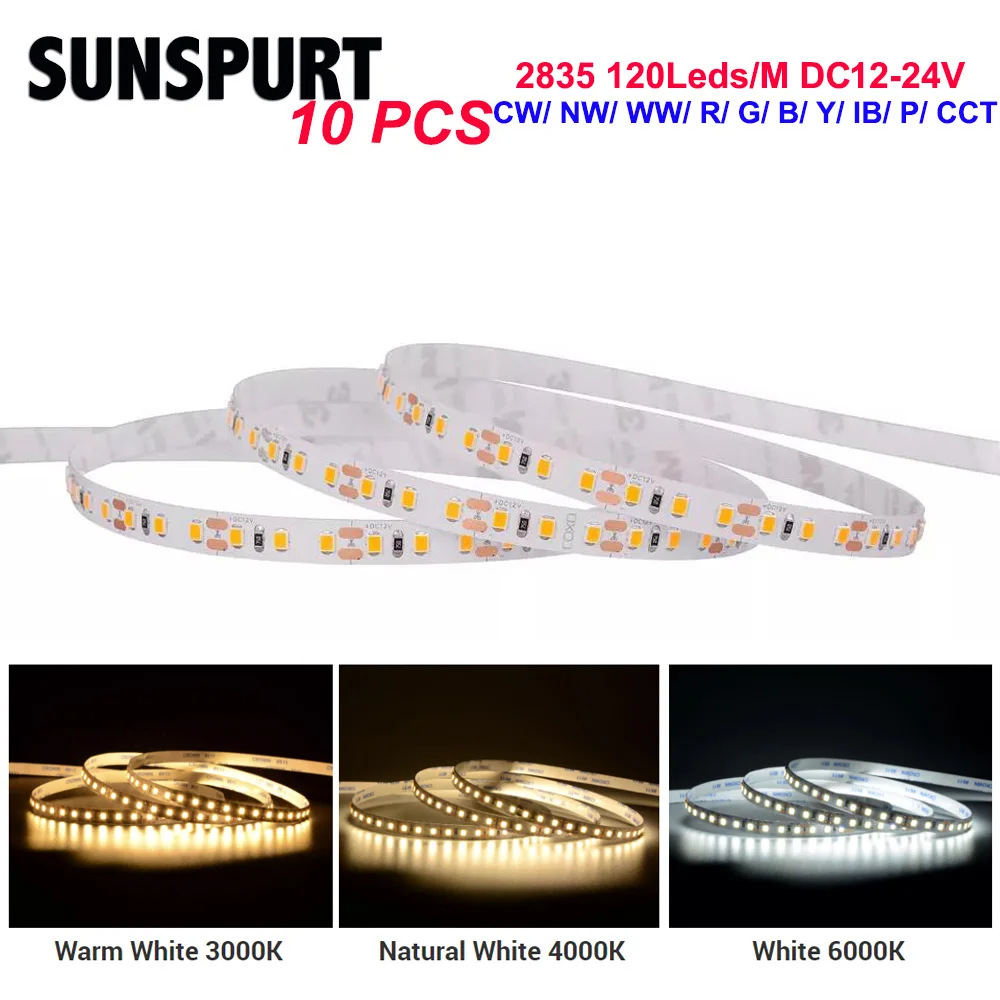 5M Dual Color CRI80+ SMD2835 CCT Dimmable LED Strip Light 12V 24v DC WW CW Color Temperature Adjustable Flexible LED Tape Ribbon