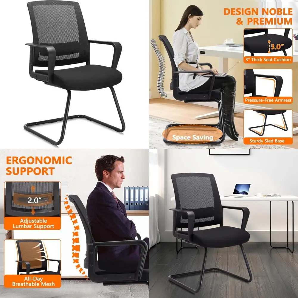 Mesh Back Lumbar Support Guest Chair for Office Reception and Conference Spaces