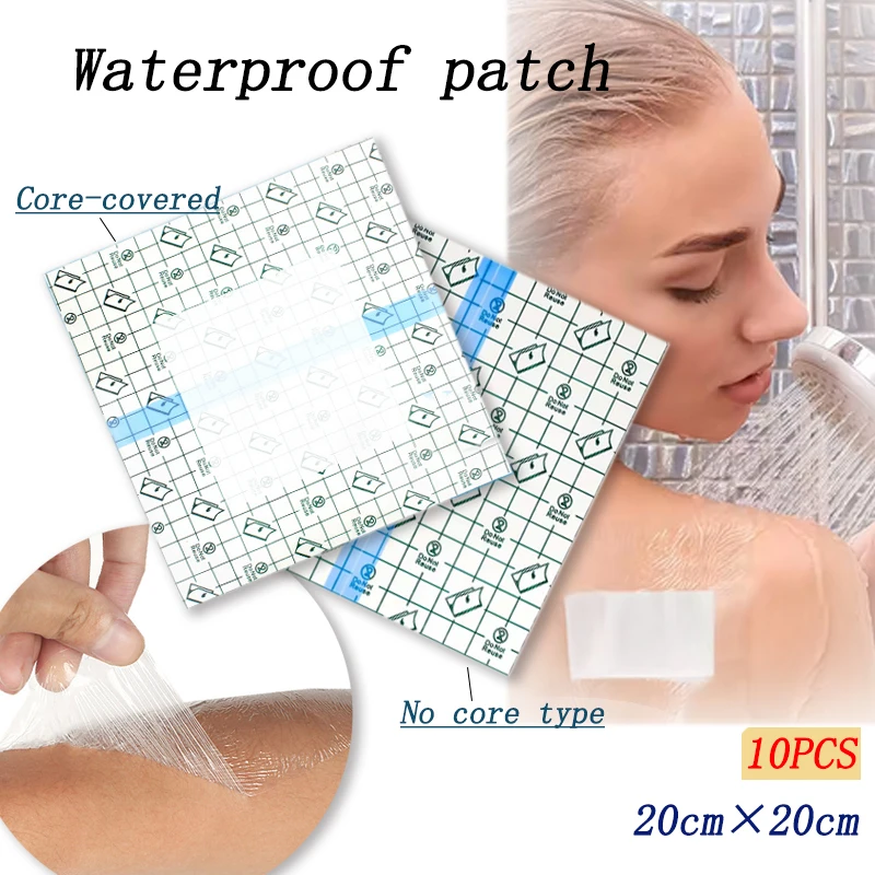 Parche impermeable para heridas después del estoma, cirugía de baño del abdomen, membrana de PU, parche transparente para parche de acupuntura umbilical, 10 Uds.