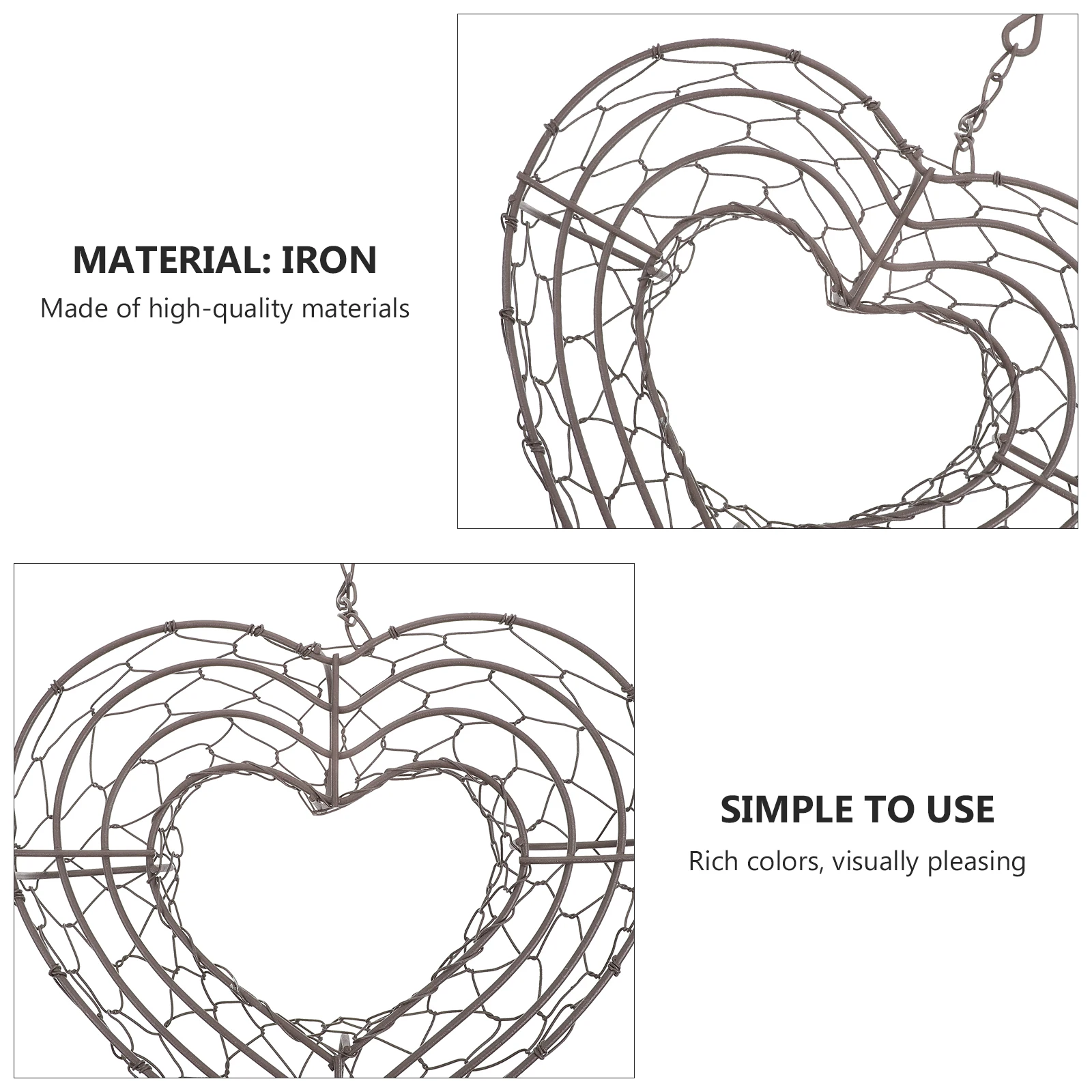 

Heart Shaped Succulent Wreath Iron Wire Planter Frame Hanging Decoration Indoor Plant Flowerpot Display Wall Hanger