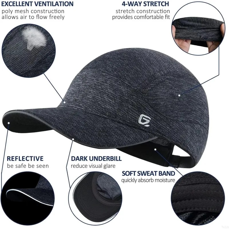 GADIEMKENSD Running Hat, Lightweight, Quick Dry, Reflective, Unisex Summer Women Sports Running Quick Drying Waterproof Sun Hat