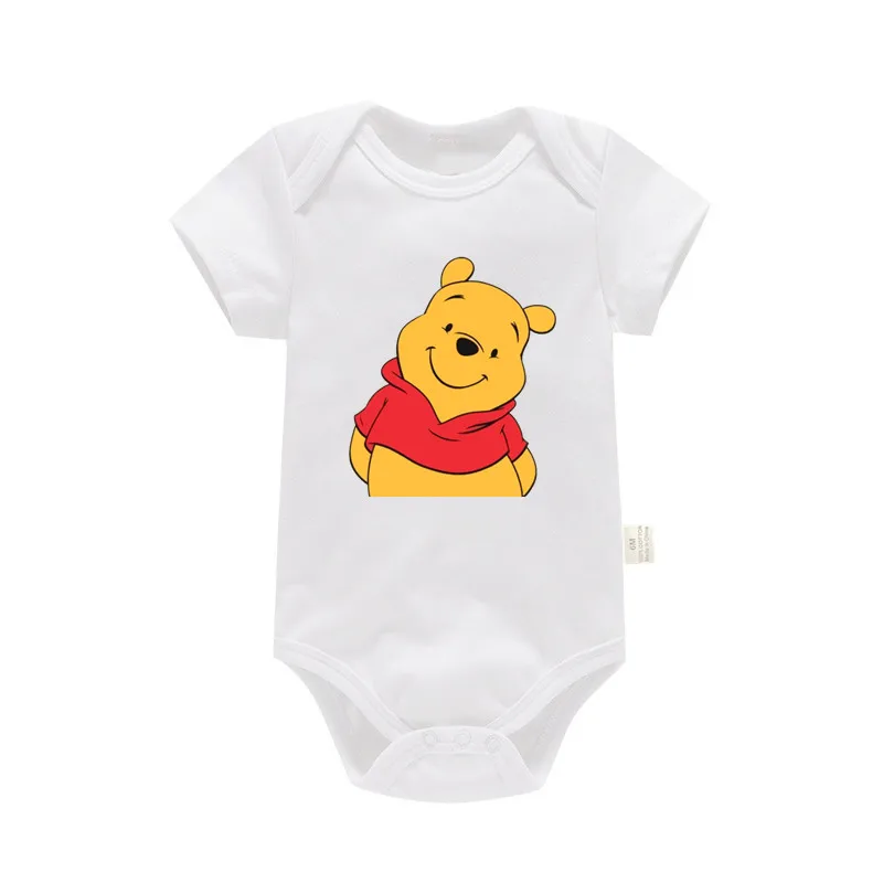 Cute Cartoon Winnie and Stitch Baby Clothes Cotton Newborn Bodysuit Boys Girls Clothes Summer Short Sleeve Baby Romper