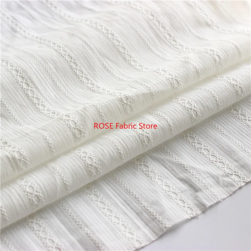 

Flower Stripes embroidery cotton fabric, skirt, summer dress, tablecloth, children's clothes, DIY cutting fabric