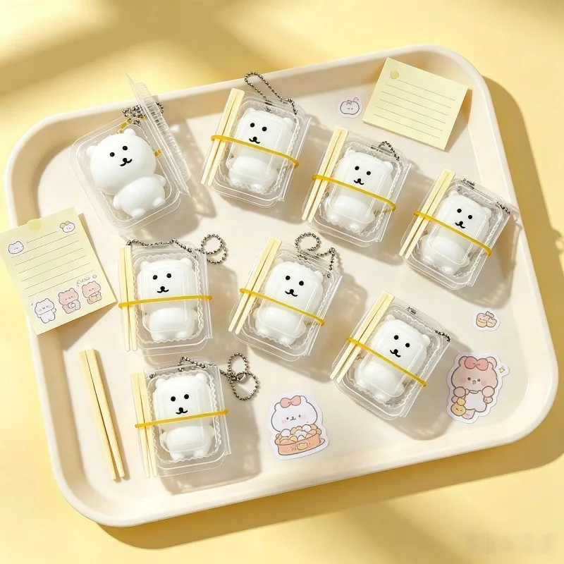 Squishy Toy Cute Tiny Bear Stress Ball Keychain Anti-stress Fidget Toy Self Deprecating Bear Pendant Squeeze Toy - view 3